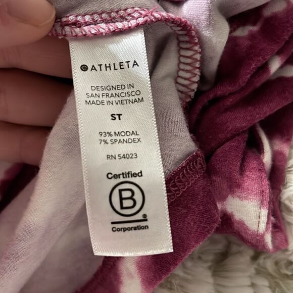 Athleta Santorini Thera Printed Tie Dye Fit Flare Purple Dress ST - Picture 6 of 6